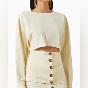 NWT A.W.A.K.E. MODE Bateau Neck Line Cutout Button Front Jersey Shirt Large